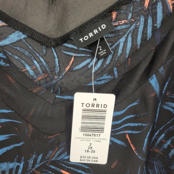 Black Tropical Palm Sophie Cami Sheer Chiffon Women Top Camisole - Picture 8 of 12